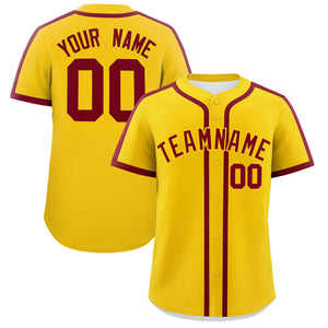 Custom Gold Crimson Personalized Classic Authentic Baseball Jersey