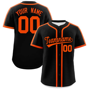 Custom Black Orange Personalized Classic Authentic Baseball Jersey