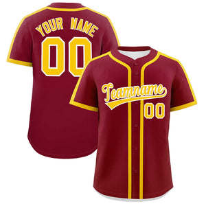 Custom Crimson Gold Personalized Classic Authentic Baseball Jersey