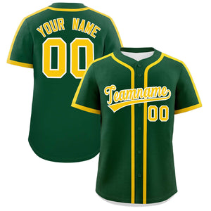 Custom Kelly Green Gold Personalized Classic Authentic Baseball Jersey