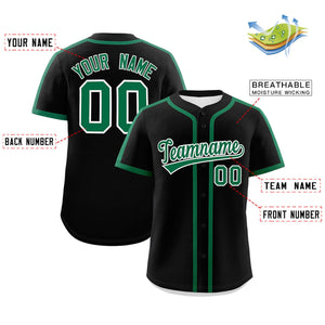 Custom Black Kelly Green Personalized Classic Authentic Baseball Jersey