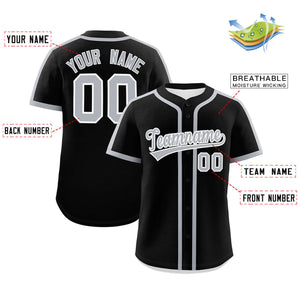 Custom Black Gray Personalized Classic Authentic Baseball Jersey