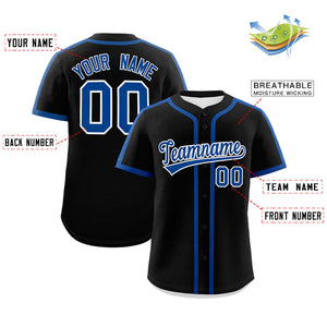 Custom Black Royal Personalized Classic Authentic Baseball Jersey