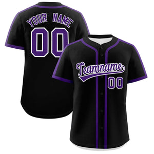 Custom Black Purple Personalized Classic Authentic Baseball Jersey