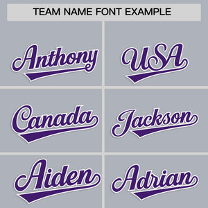 Custom Gray Purple Personalized Classic Authentic Baseball Jersey