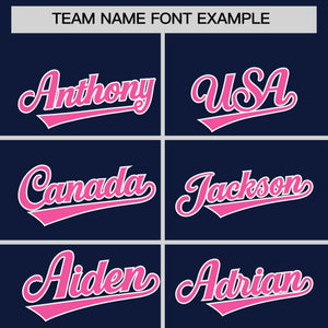 Custom Navy Pink Personalized Classic Authentic Baseball Jersey