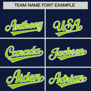 Custom Navy Neon Green Personalized Classic Authentic Baseball Jersey