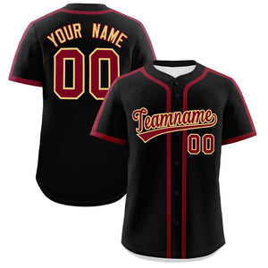 Custom Black Crimson Personalized Classic Authentic Baseball Jersey