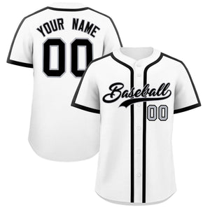 Custom White Black Personalized Classic Authentic Baseball Jersey