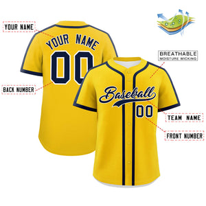 Custom Gold Navy Personalized Classic Authentic Baseball Jersey