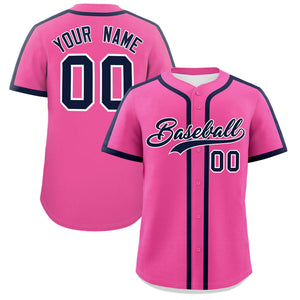 Custom Pink Navy Personalized Classic Authentic Baseball Jersey