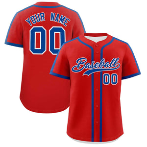 Custom Red Royal Personalized Classic Authentic Baseball Jersey