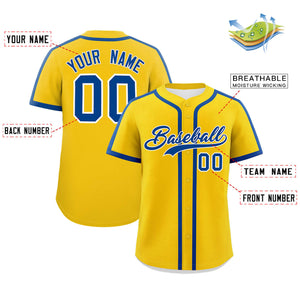 Custom Gold Royal Personalized Classic Authentic Baseball Jersey