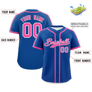 Custom Royal Pink Personalized Classic Authentic Baseball Jersey