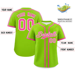 Custom Neon Green Pink Personalized Classic Authentic Baseball Jersey