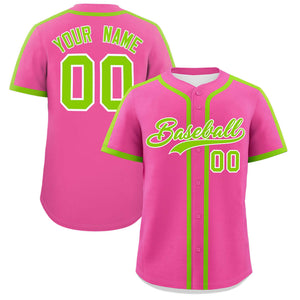 Custom Pink Neon Green Personalized Classic Authentic Baseball Jersey