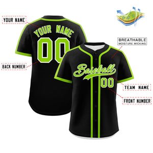 Custom Black Neon Green Personalized Classic Authentic Baseball Jersey