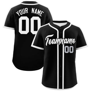 Custom Black White Personalized Classic Authentic Baseball Jersey