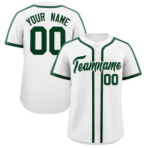 Custom White Green Personalized Classic Authentic Baseball Jersey