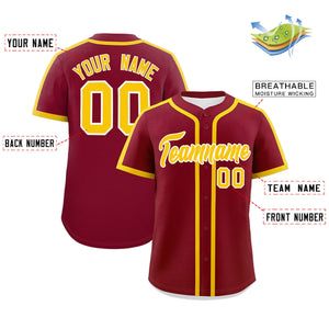 Custom Crimson Gold Personalized Classic Authentic Baseball Jersey