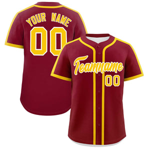 Custom Crimson Gold Personalized Classic Authentic Baseball Jersey