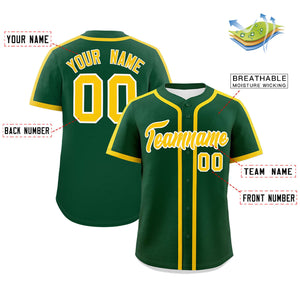 Custom Kelly Green Gold Personalized Classic Authentic Baseball Jersey