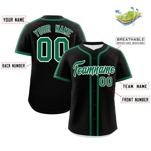 Custom Black Kelly Green Personalized Classic Authentic Baseball Jersey