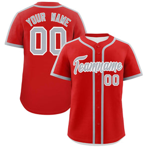 Custom Red Gray Personalized Classic Authentic Baseball Jersey