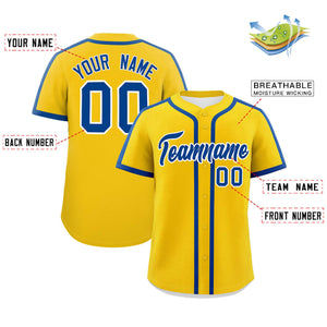 Custom Gold Royal Personalized Classic Authentic Baseball Jersey