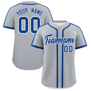 Custom Gray Royal Personalized Classic Authentic Baseball Jersey