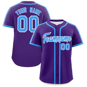 Custom Purple Powder Blue Personalized Classic Authentic Baseball Jersey