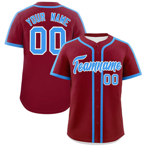 Custom Crimson Powder Blue Personalized Classic Authentic Baseball Jersey