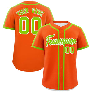 Custom Orange Neon Green Personalized Classic Authentic Baseball Jersey