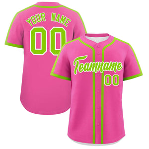 Custom Pink Neon Green Personalized Classic Authentic Baseball Jersey