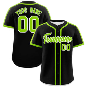 Custom Black Neon Green Personalized Classic Authentic Baseball Jersey