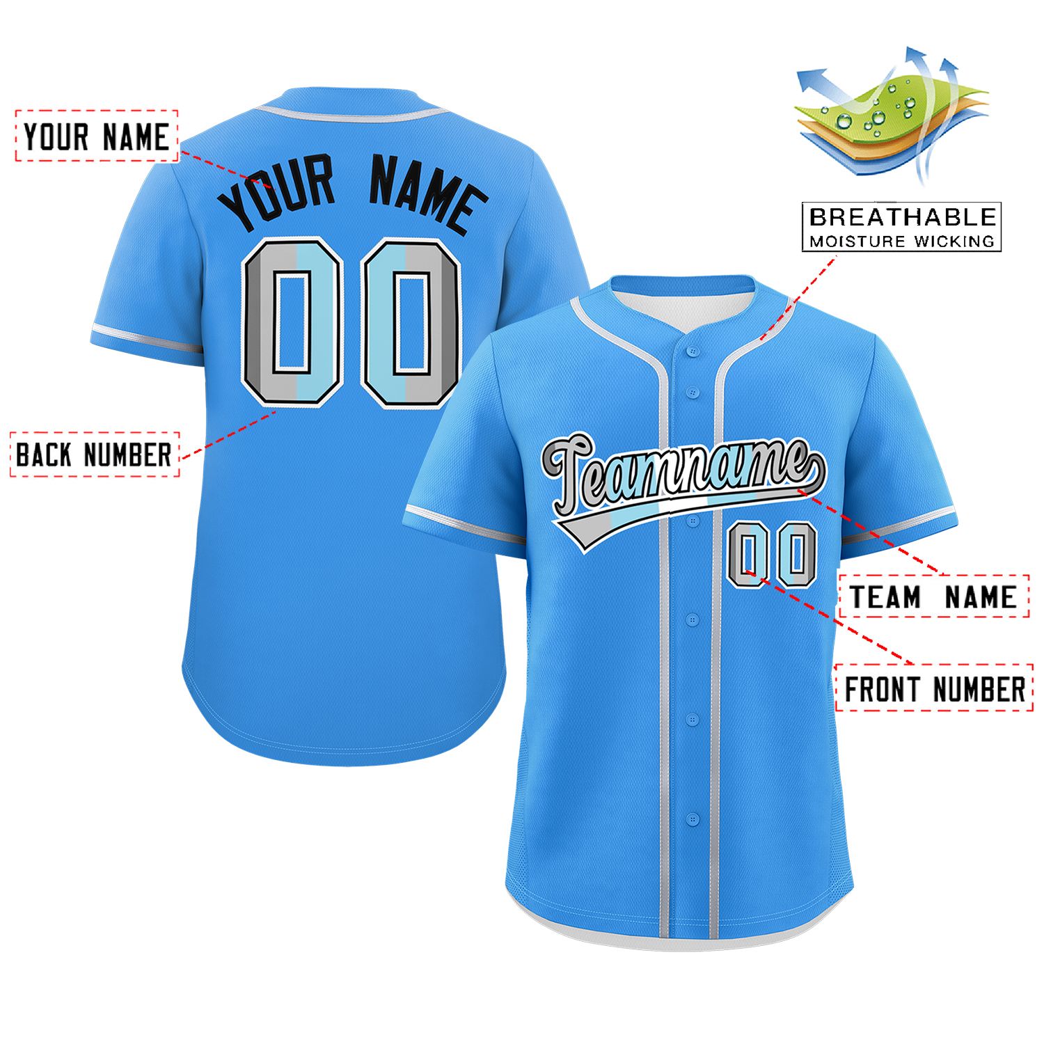 Custom Powder Blue Demiboy For Pride Month Classic Style Authentic Baseball Jersey