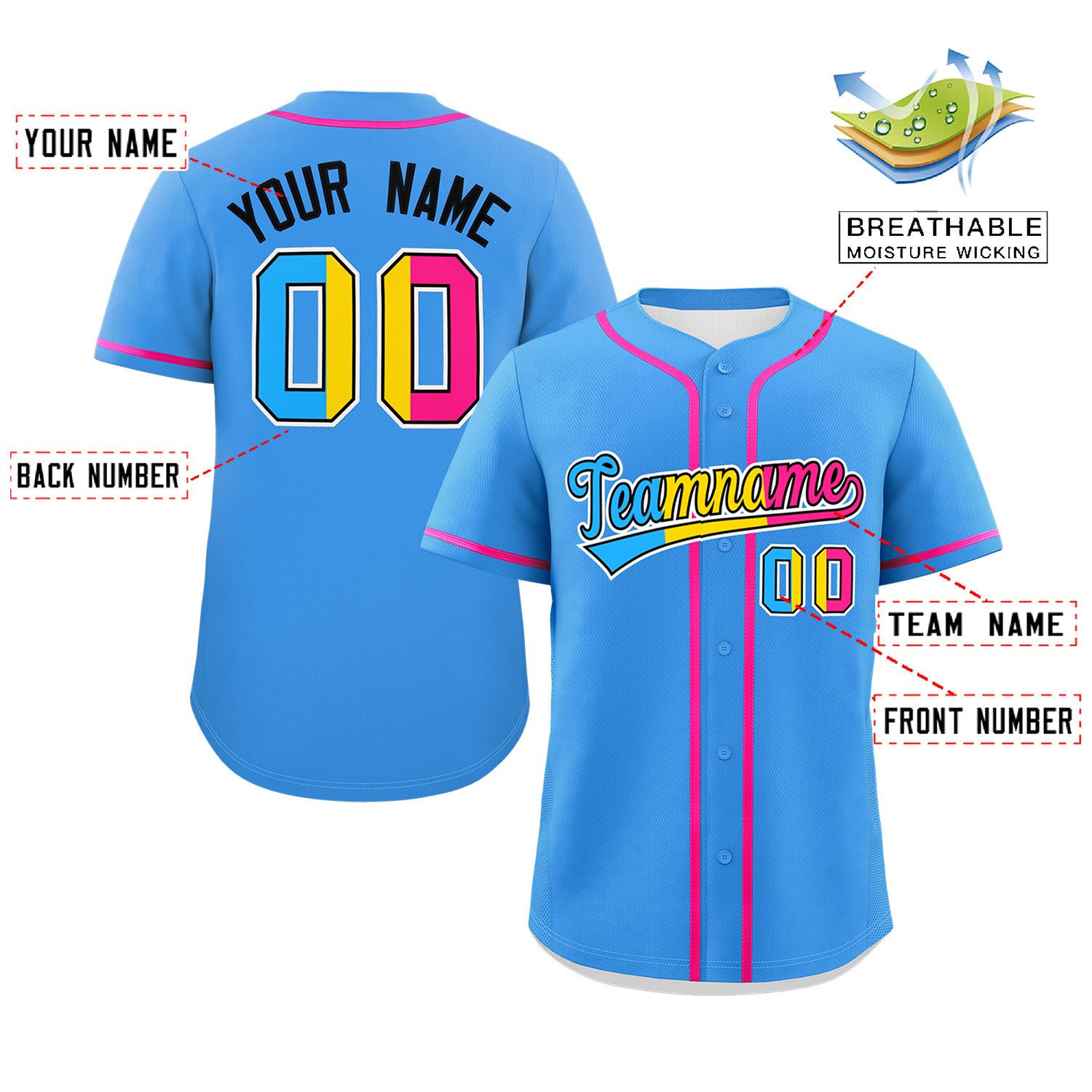 Custom Powder Blue Pansexuality For Pride Month Classic Style Authentic Baseball Jersey