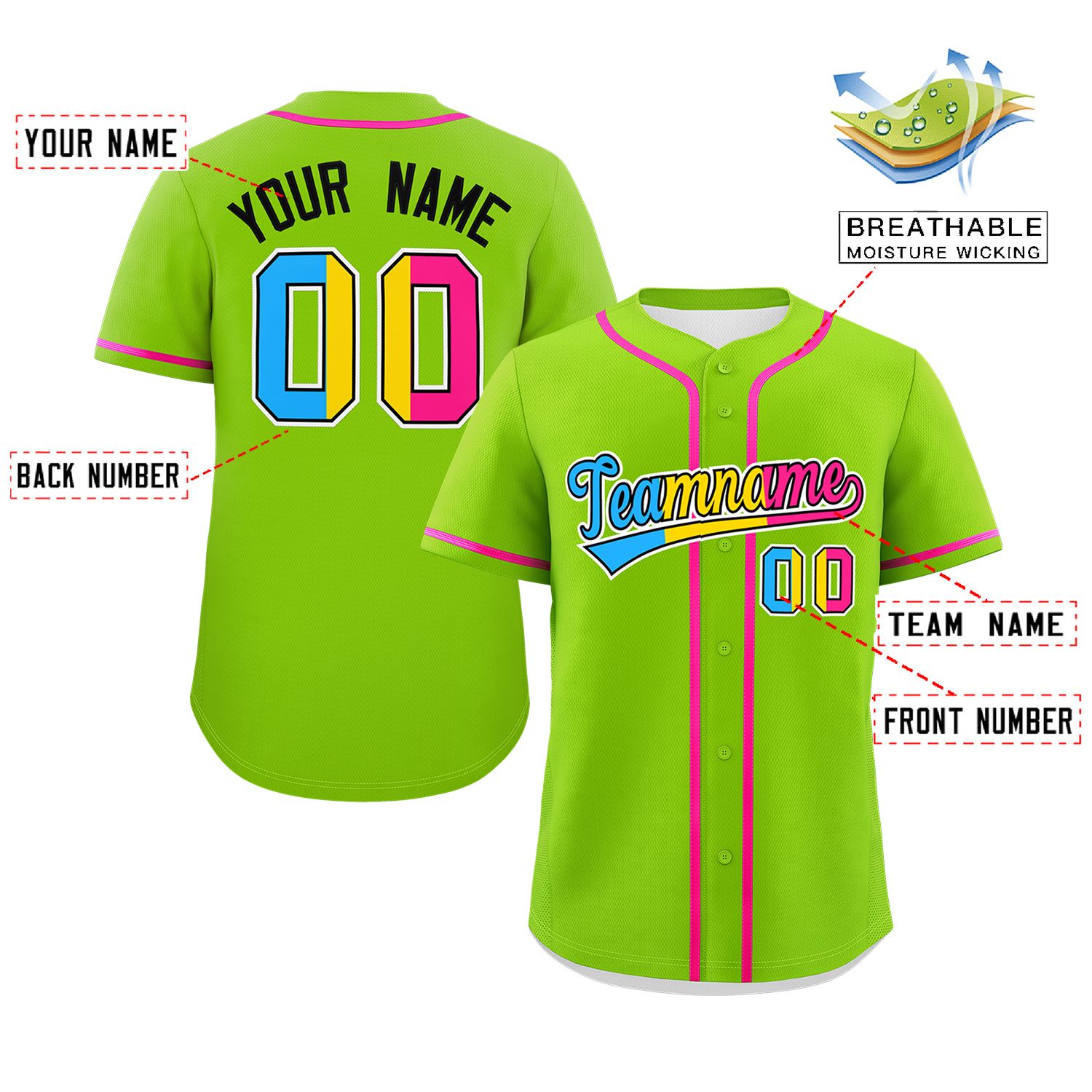 Custom Neon Green Pansexuality For Pride Month Classic Style Authentic Baseball Jersey