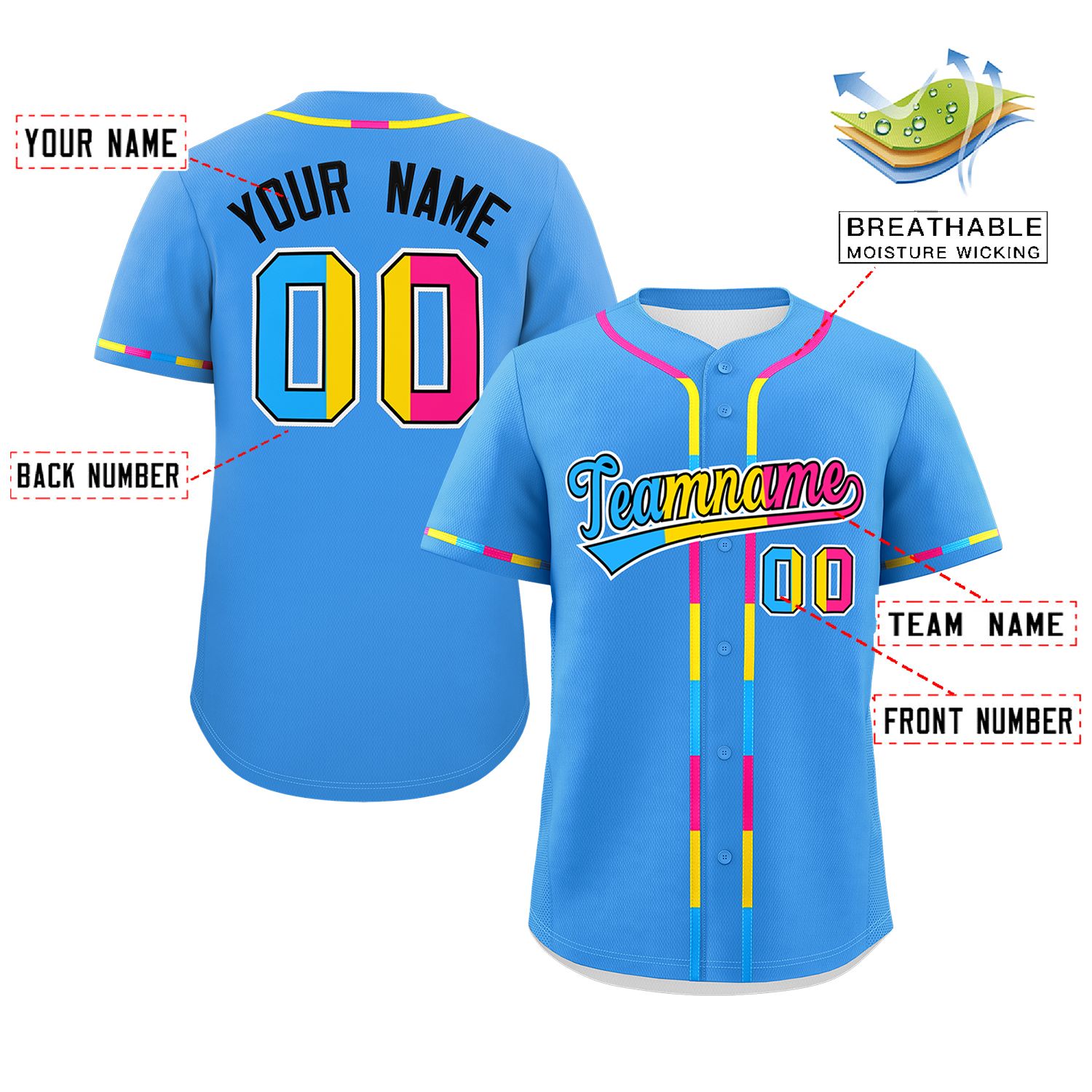 Custom Powder Blue Pansexuality For Pride Month Classic Style Authentic Baseball Jersey
