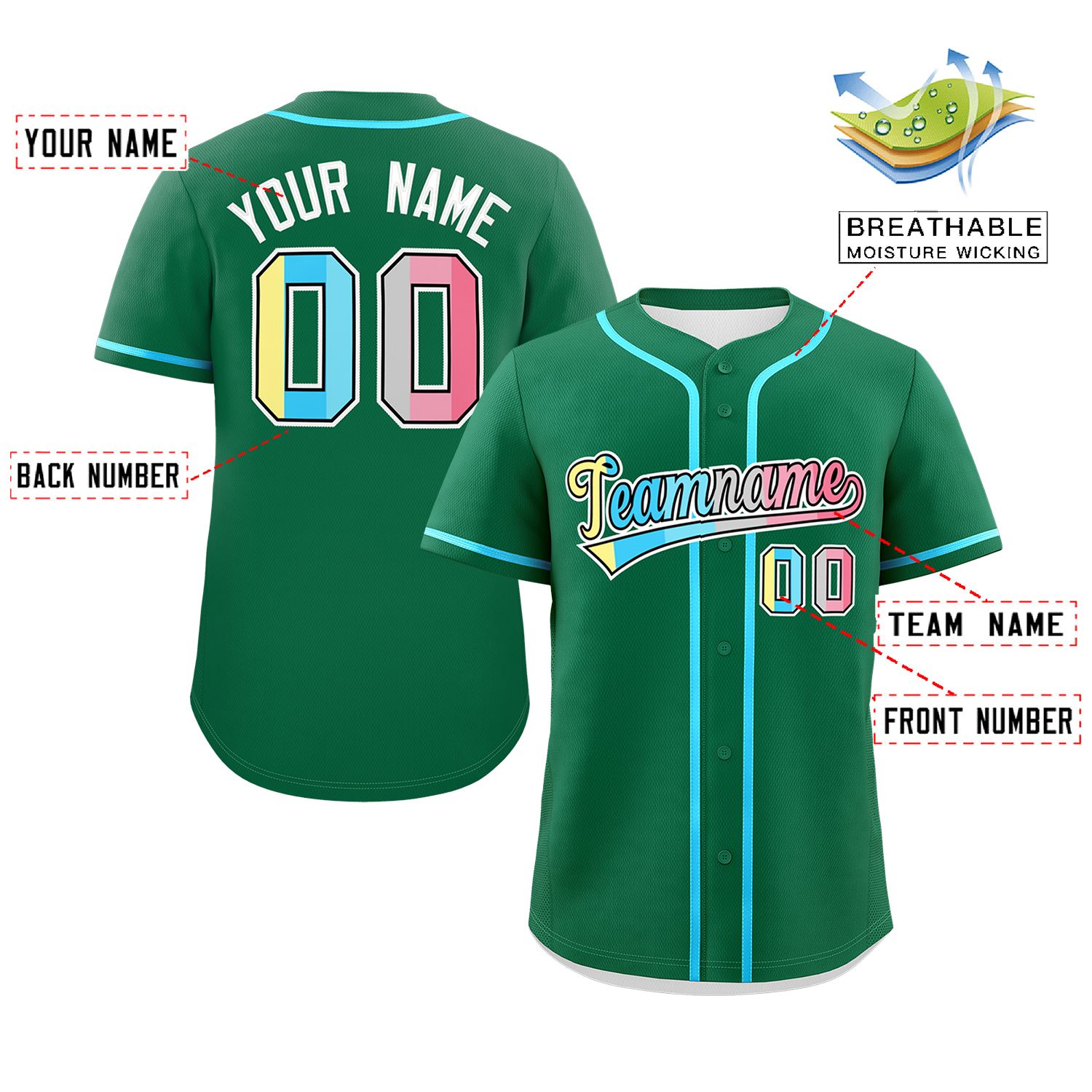 Custom Kelly Green Genderflux For Pride Month Classic Style Authentic Baseball Jersey