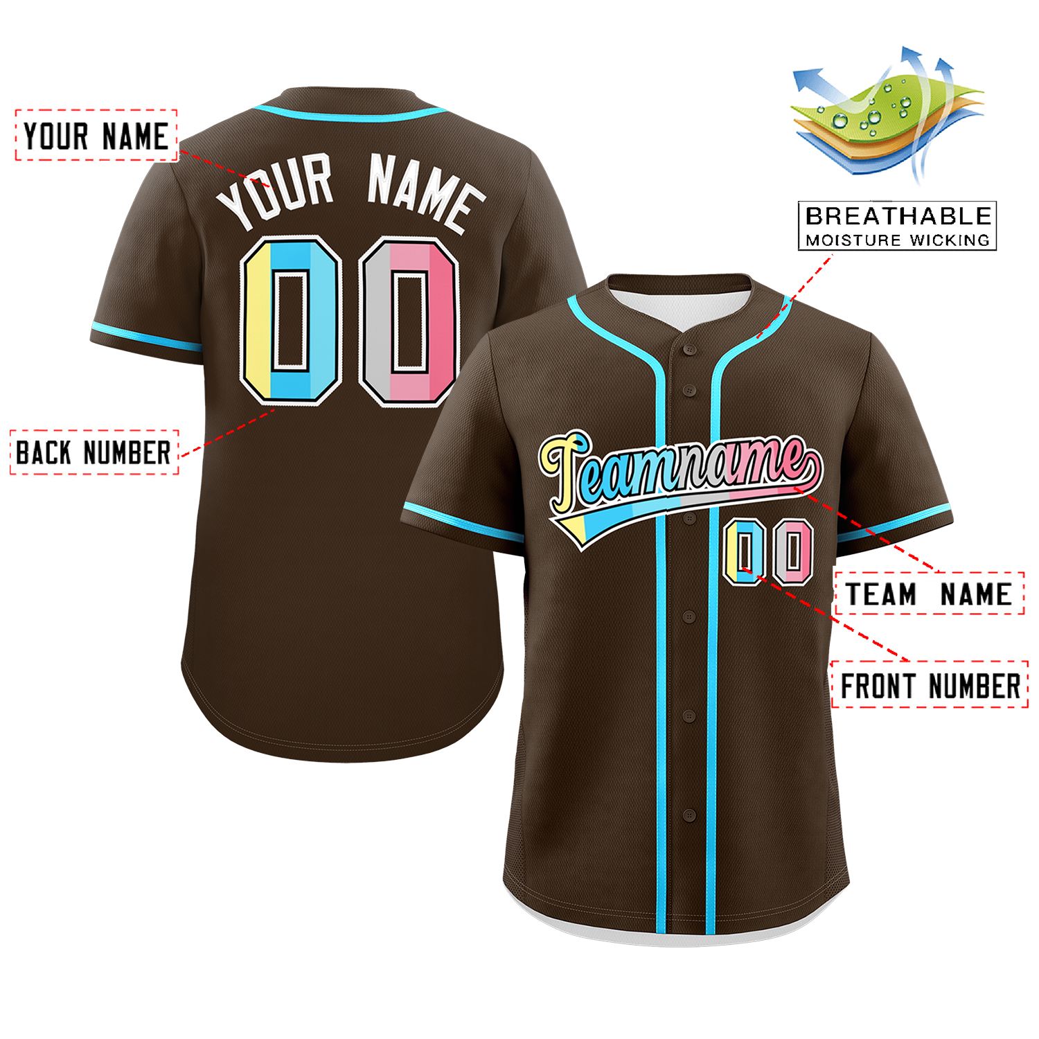 Custom Brown Genderflux For Pride Month Classic Style Authentic Baseball Jersey