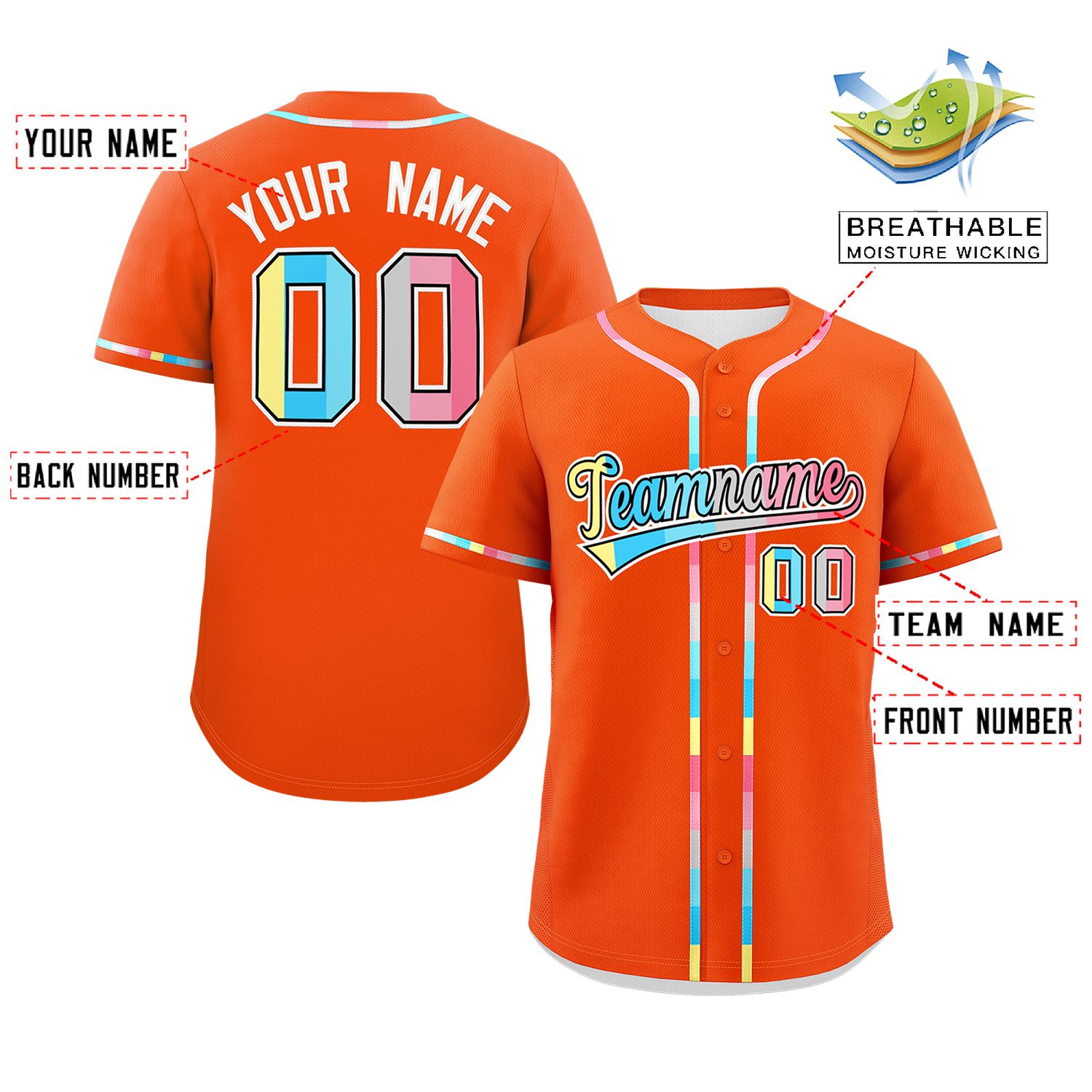 Custom Orange Genderflux For Pride Month Classic Style Authentic Baseball Jersey