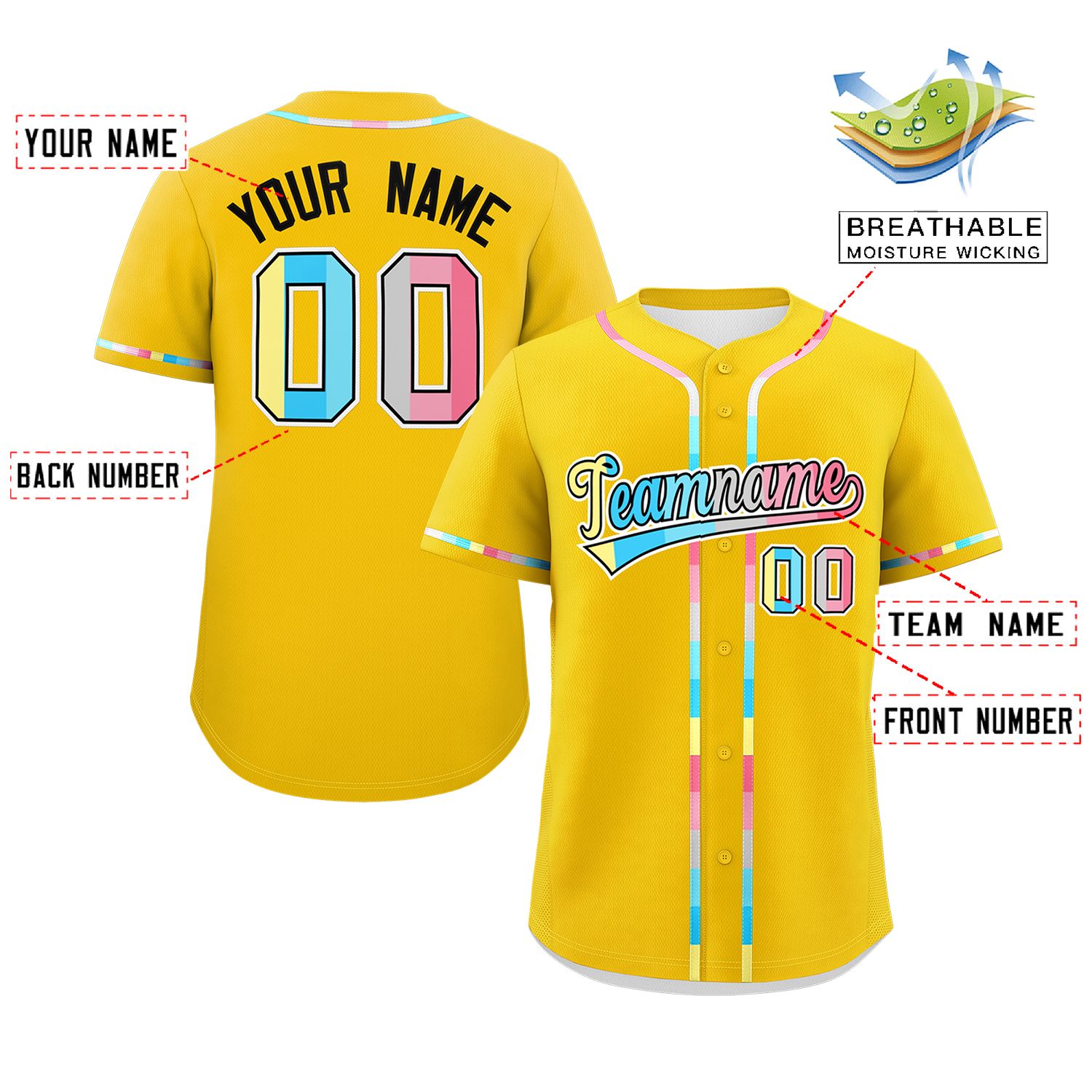 Custom Gold Genderflux For Pride Month Classic Style Authentic Baseball Jersey
