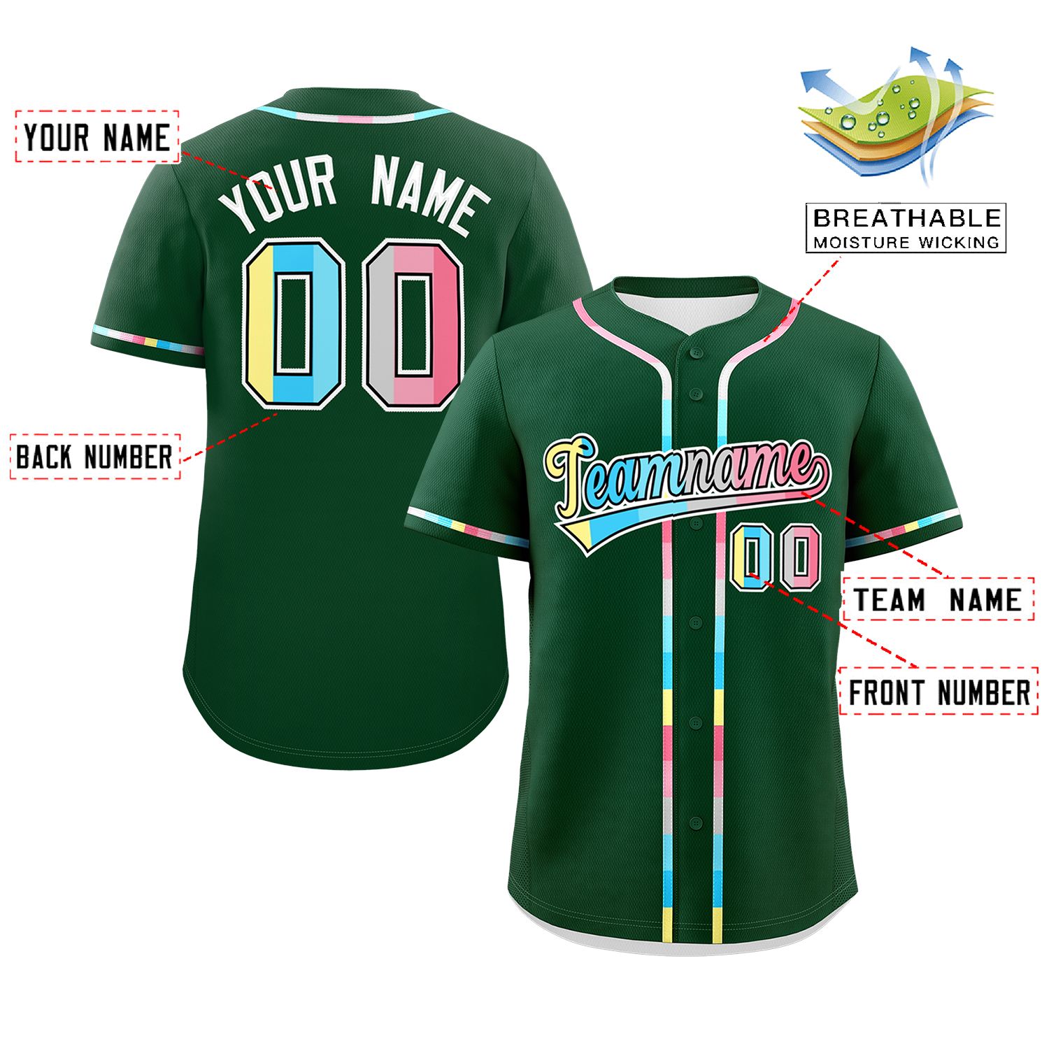 Custom Green Genderflux For Pride Month Classic Style Authentic Baseball Jersey