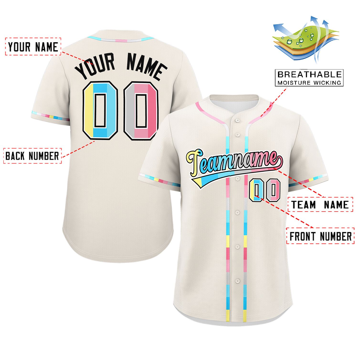 Custom Cream Genderflux For Pride Month Classic Style Authentic Baseball Jersey