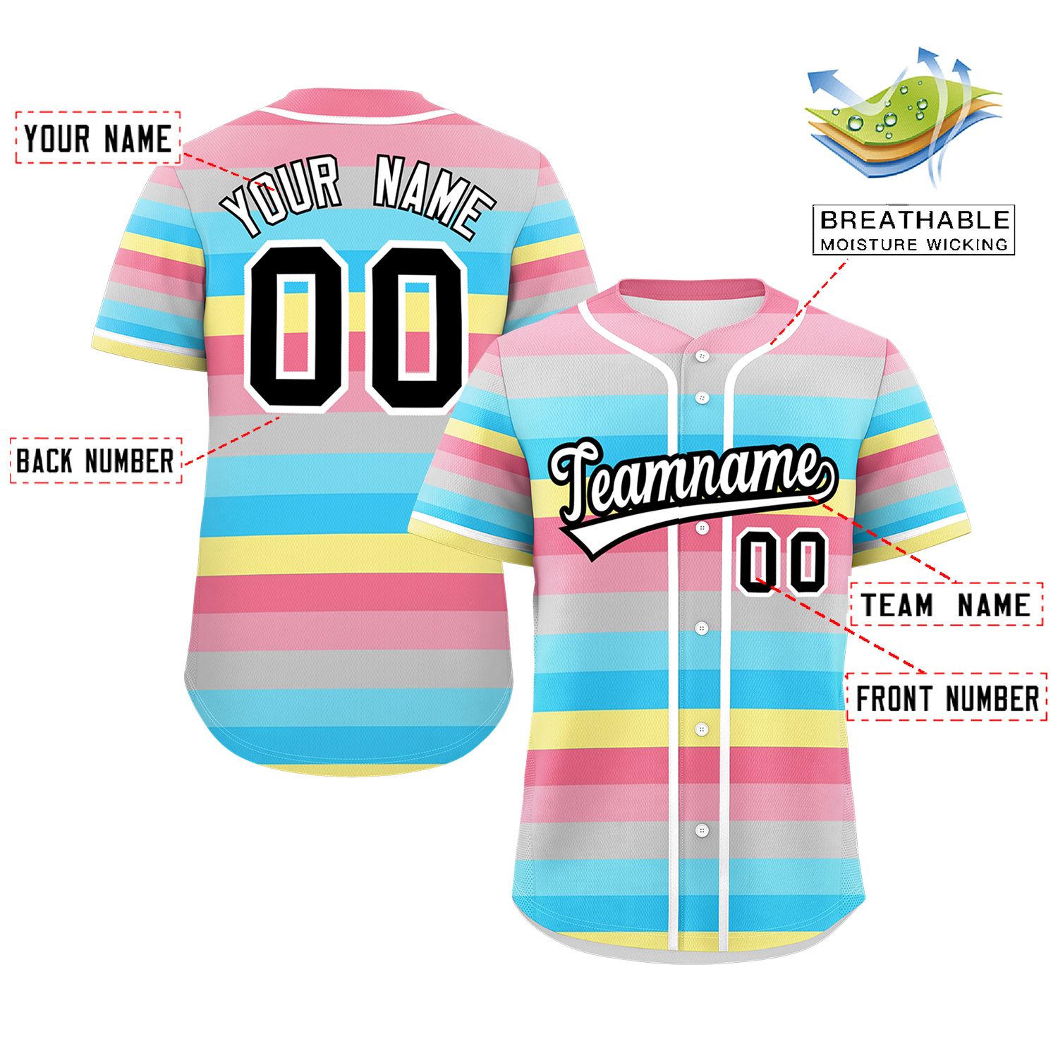 Custom Rainbow Genderflux For Pride Month Color Block Authentic Baseball Jersey