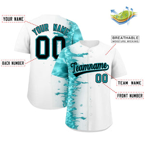 Custom White Personalized 3D Flame Design Authentic Baseball Jersey