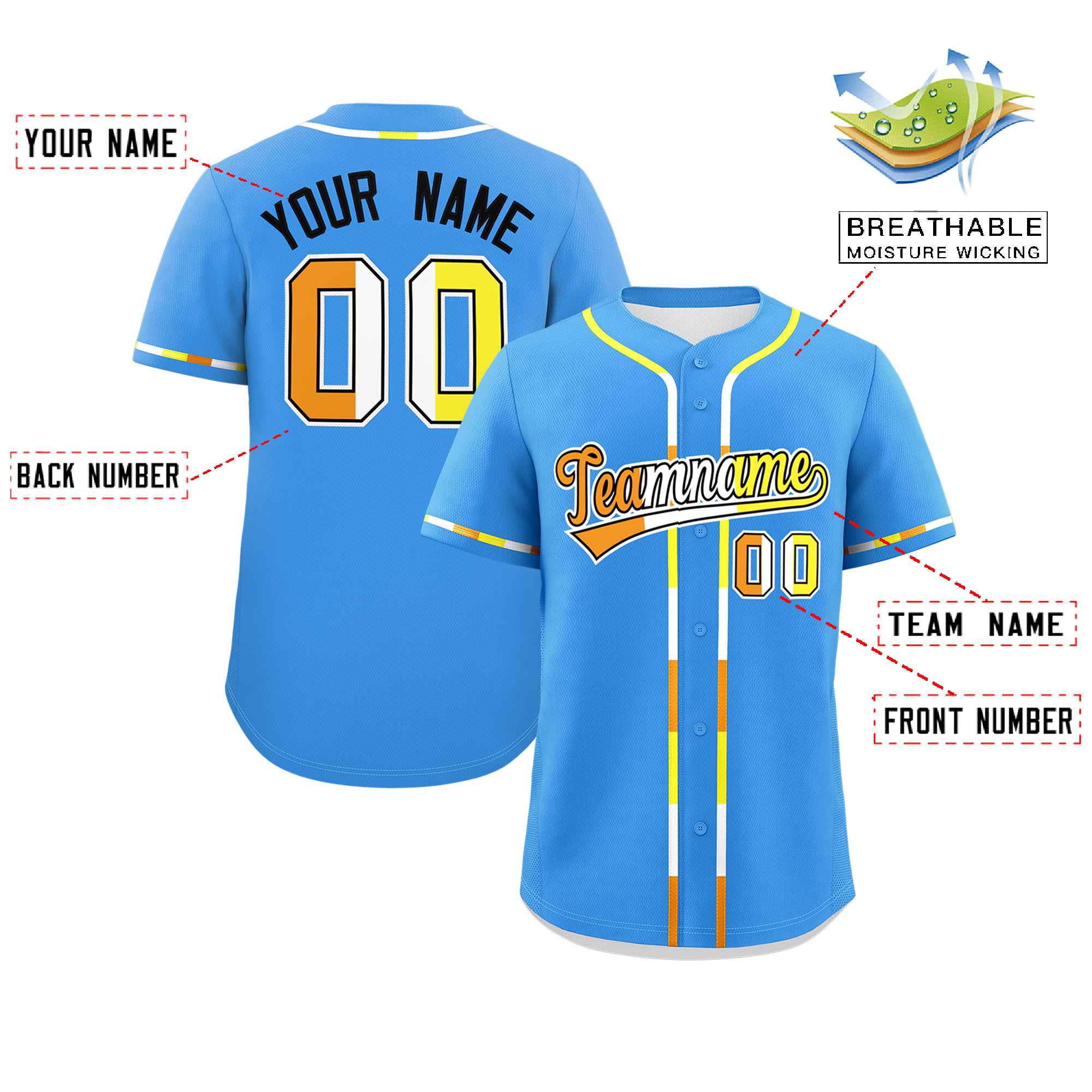 Custom Powder Blue Maverique For Pride Month Classic Style Authentic Baseball Jersey