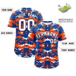 Custom Royal Orange-White Personalized Camo Design Authentic Baseball Jersey