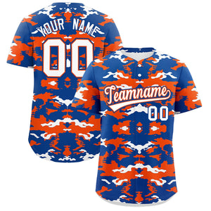 Custom Royal Orange-White Personalized Camo Design Authentic Baseball Jersey